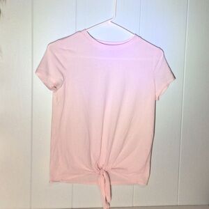 Pastel Pink Short Sleeve Tie-Front Tee
